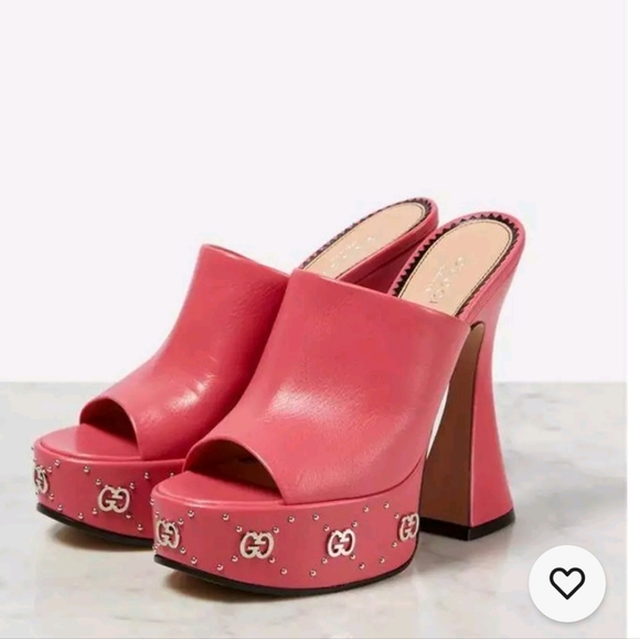 Gucci malaga kid Janaya 150mm Platform Sandals Mule In Rhodamine Pink Size 38.5 - Picture 1 of 11